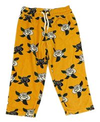 Pomerančové sametové květované tepláky 