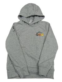 Šedá mikina s potiskem a kapucí 