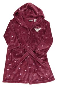 Vínový chlupatý župan s hvězdami s Hedvikou a kapucí - Harry Potter