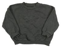 Tmavošedá oversize mikina s dinosaurem George