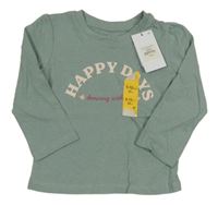 Nové - Zeleno-šedé triko s nápisem Primark