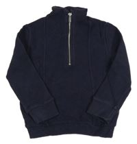 Tmavomodrá žebrovaná mikina se stojáčkem George