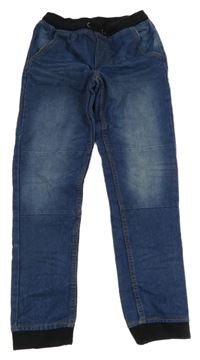 Tmavomodré cuff rifle s úpletovým pasem Y.F.K.