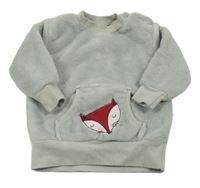 Šedá chlupatá mikina s liškou Lupilu