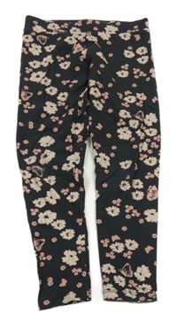 Antracitovo-růžové květované legíny River Island