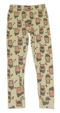 Světlebéžové plyšové pyžamové kalhoty s popcornem 