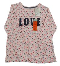 Nové - Světlerůžové triko se srdíčky a nápisem Primark