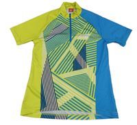 Žluto-modré vzorované sportovní tričko 