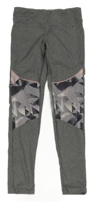 Šedé melírované sportovní legíny se vzorem 