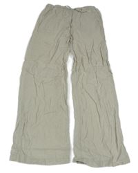 Béžové lněné kalhoty H&M