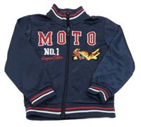 Tmavomodrá sportovní propínací mikina s nápisem 