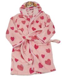 Světlerůžový chlupatý župan se srdíčky a kapucí - Tlapková patrola Nickelodeon