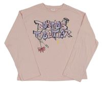 Světlerůžové triko s grafitti Zara