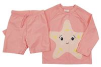 2set - Růžové UV triko s hvězdou + kraťasy H&M
