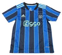 Tmavomodro-modrý pruhovaný fotbalový dres Ajax Adidas