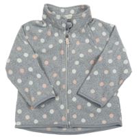 Šedá melírovaná puntíkatá fleecová propínací mikina H&M