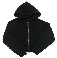Černá propínací crop mikina s kapucí New Look