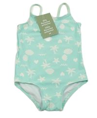 Světlezelené jednodílné plavky s palmami H&M