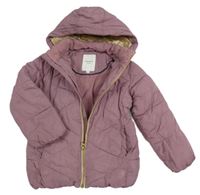 Růžová šusťáková prošívaná zimní bunda s odepínací kapucí Name it