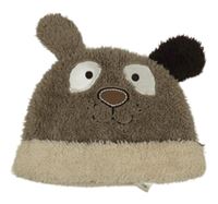 Hnědo-béžová chlupatá čepice s pejskem George 