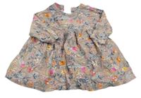 Béžové kytičkované manšestrové midi šaty Mothercare 