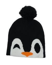Černá pletená čepice s tučňákem 