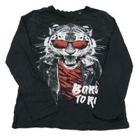 Černé triko s tygrem C&A