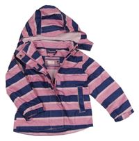 Růžovo-tmavomodrá šusťáková jarní bunda s odepínací kapucí Impidimpi