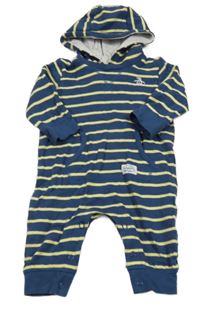 Tmavomodro-žlutá pruhovaná bavlněná kombinéza s kapucí Munsignwear