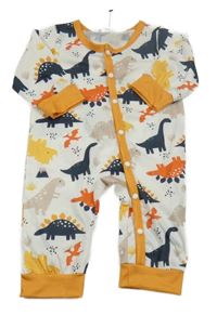 Bílo-okrový overal s dinosaury