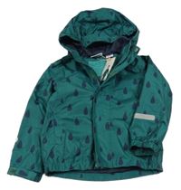 Nové - Tmavozelená šusťáková jarní bunda s kapkami a kapucí Lily & Dan