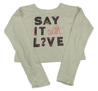 Smetanová melírovaná crop mikina s nápisem C&A