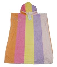 Nové - Barevné pruhované froté pončo s kapucí Primark