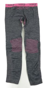 Šedo-růžové spodní thermo legíny C&A