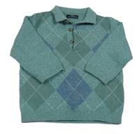 Modrozelený károvaný svetr s límečkem Next 