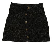Černá manšestrová propínací sukně s puntíky Zeeman