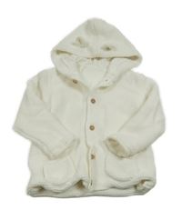 Bílý propínací podšitý svetr s kapucí George 