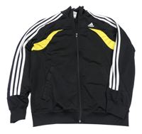 Černo-žlutá sportovní funkční propínací mikina s pruhy Adidas 