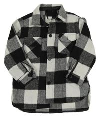 Černo-bílá kostkovaná košilová bunda Sinsay