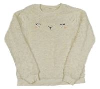 Smetanová chlupatá podšitá mikina s obličejem Oysho