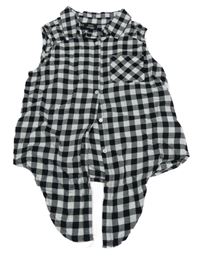 Černo-bílá kostkovaná crop halenka s uzlem Page one young