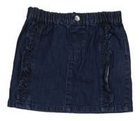 Tmavomodrá riflová sukně s volánky River Island