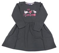 Šedé teplákové šaty s plameňáky Lupilu