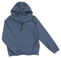 Modrošedá šusťáková větrovka s kapucí