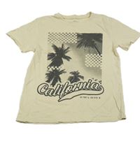 Béžové tričko s palmami a nápisem Primark