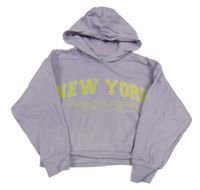 Levandulová crop mikina s nápisem a kapucí Matalan