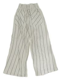 Bílo-tmavošedé pruhované culottes kalhoty Zara