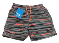 Nové - Šedo-černo-neonově růžové vzorované plážové kraťasy Martano