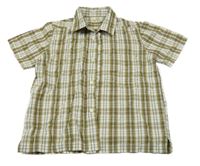 Olivovo-bílá kostkovaná košile 