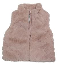 Světlerůžová kožešinová zateplená vesta Primark
